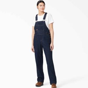 Women's Relaxed Fit Overalls - Dark Blue Denim, XS